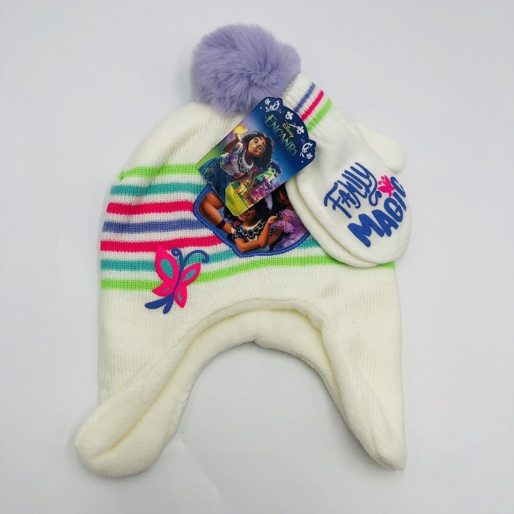 Disney Encanto Girls Winter Hat and Mittens Set‎ Mirabel Luisa Isabela White NWT